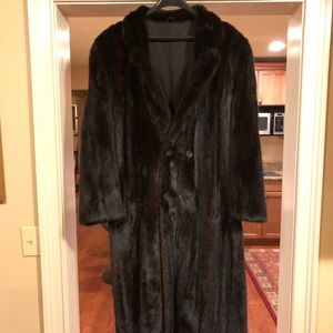 Men’s full length double breasted brown mink coat